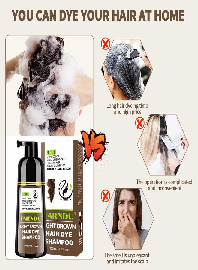 Farndu Light Brown Hair Dye Shampoo, 3 in 1 Instant Hair Color with 15 Min Gray Coverage, Natural Semi-Permanent Herbal Shampoo for Men & Women - Image 4